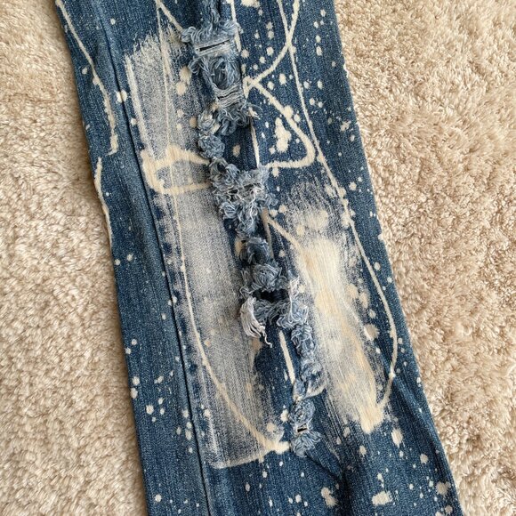 Bebina Jeans Womens 28x34 Acid Wash Splattered Distressed Low Rise Flare Festive - Picture 12 of 15